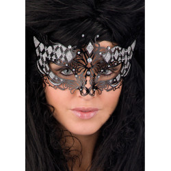 Kovová černá škraboška s kamínky